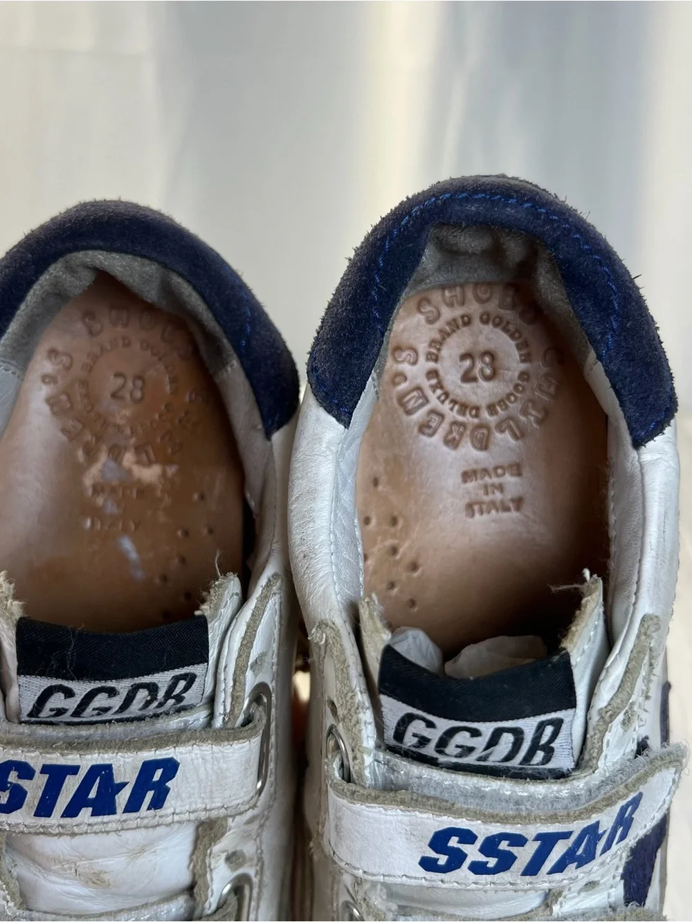 Golden Goose SSTAR Kids sz28/11 White & Navy Star Velcro OldSchool EDT Sneakers